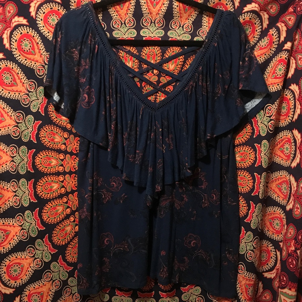 Torrid Flouncy Blue with Paisley Top